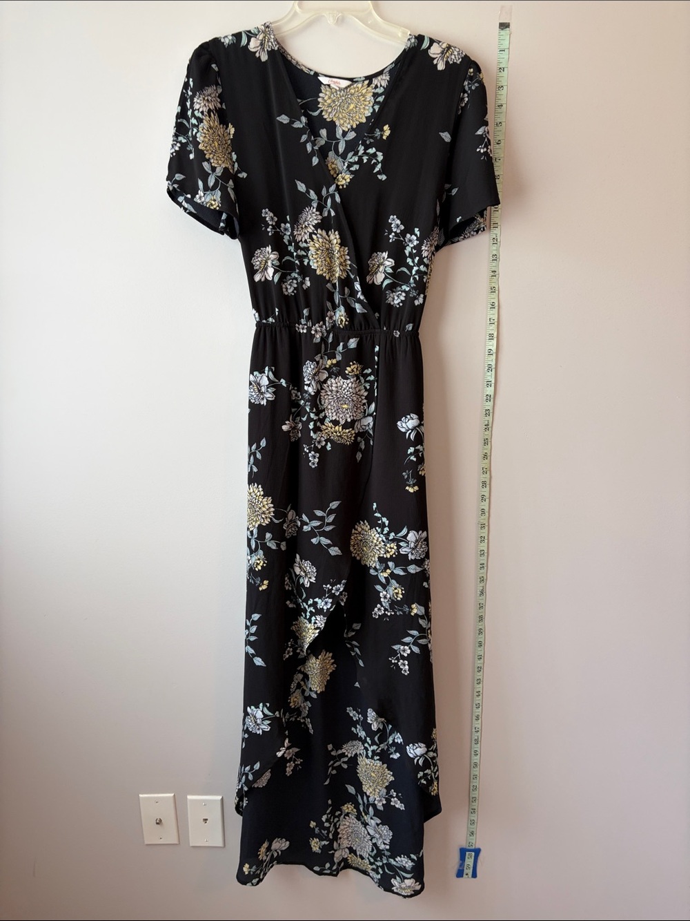 Candie's Black Floral Asymmetrical Midi Dress